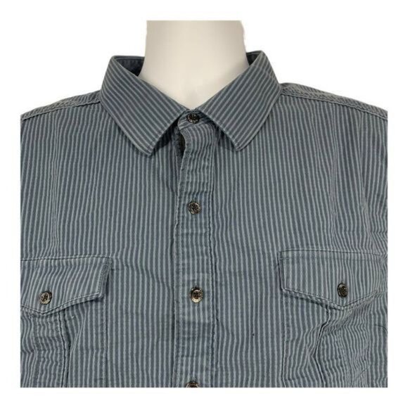 Rock & Republic Mens Size XXL Blue Striped Button-Up Long Sleeve Shirt - Picture 2 of 7